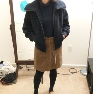 Sold!!!! WOMEN U FLEECE LONG-SLEEVE BLOUSON-Navy